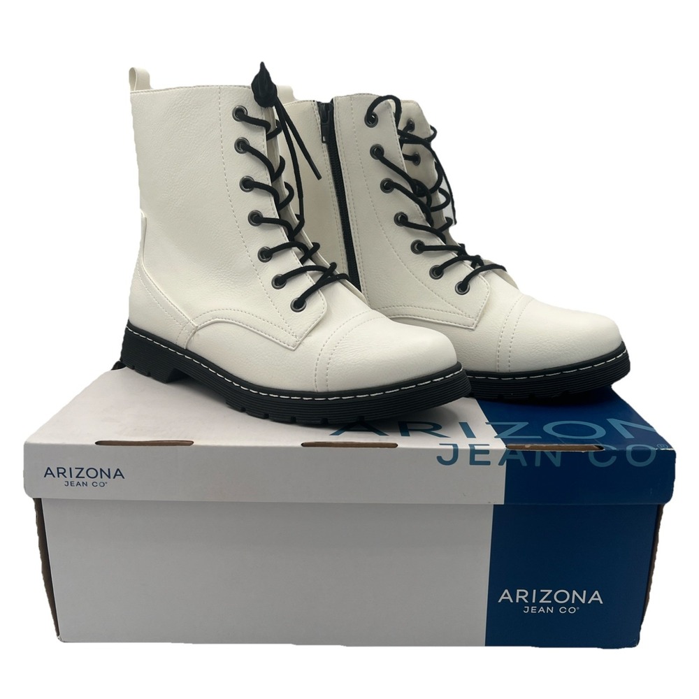 Arizona Jean Co Queen Womens White Combat boots Memory Foam Shoes Size‎ 9 M